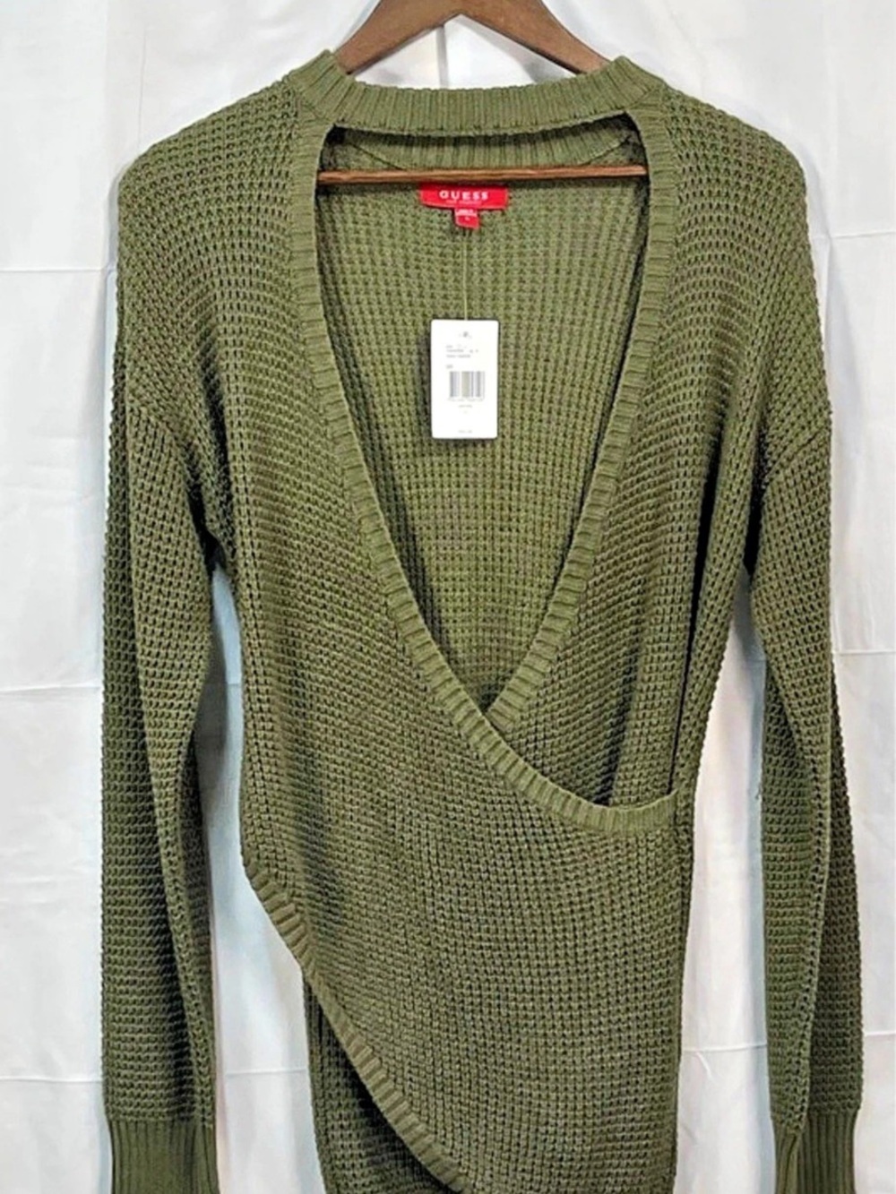 GUESS Winslet Sweater Wrap Front Green Size Large